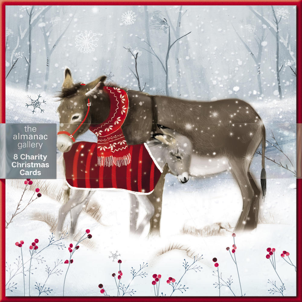 Pack of 8 Donkeys In The Snow Charity Christmas Cards Cards