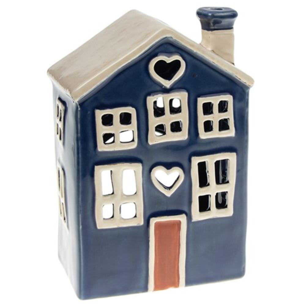 Village Pottery Ceramic Blue House Candle & Tea Light Holder Gifts Village Pottery Ceramic Blue House Candle & Tea Light Holder Gifts