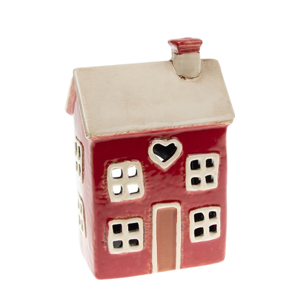 Village Pottery Ceramic Red House Candle & Tea Light Holder Gifts