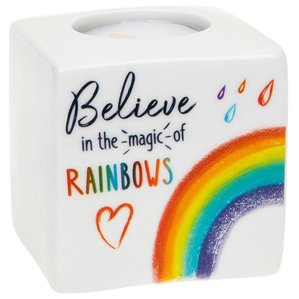 Believe In The Magic Of Rainbows Rainbow Tealight Holder In A Gift Box | Gifts Believe In The Magic Of Rainbows Rainbow Tealight Holder In A Gift Box | Gifts