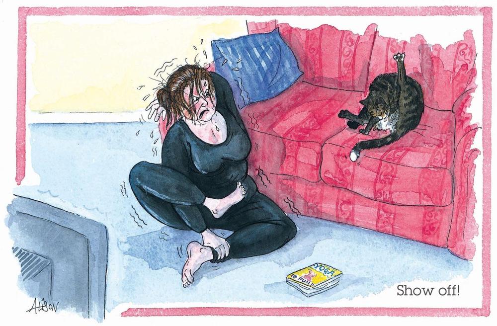Cat Yoga Show Off! Alison's Animals Cartoon Greeting Card | Cards Cat Yoga Show Off! Alison's Animals Cartoon Greeting Card | Cards