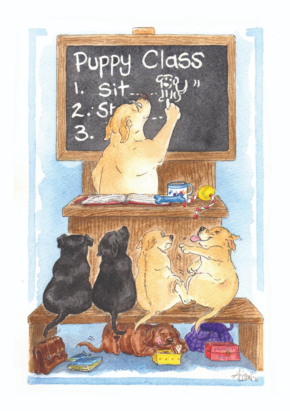 Puppy Class Not Behaving Alison's Animals Cartoon Greeting Card | Cards Puppy Class Not Behaving Alison's Animals Cartoon Greeting Card | Cards