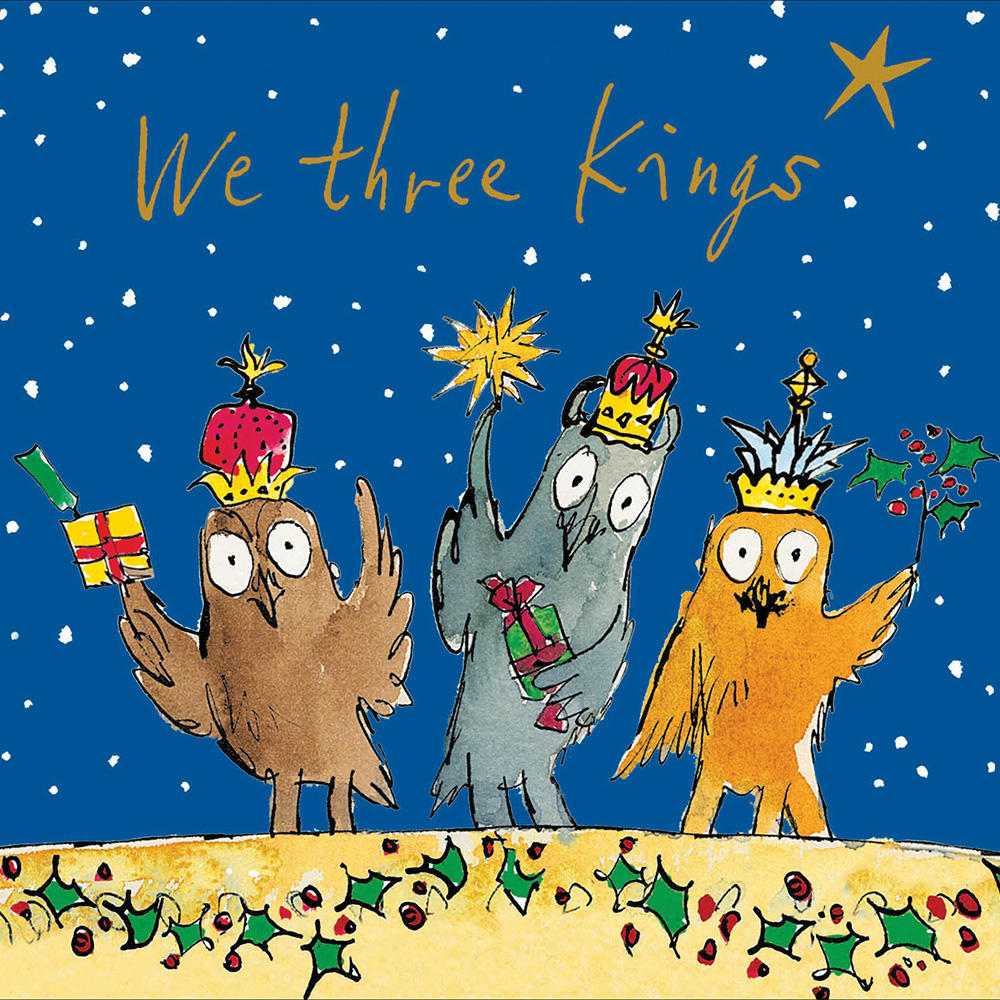 Quentin Blake Festive We Three Kings Owl Christmas Card | Cards