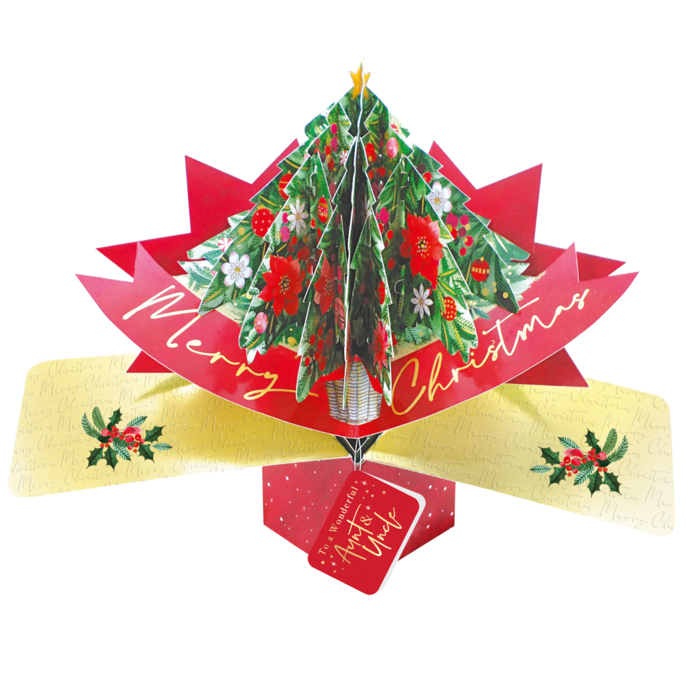 Aunt & Uncle Christmas Card 3D Xmas Tree Pop Up Christmas Card Cards