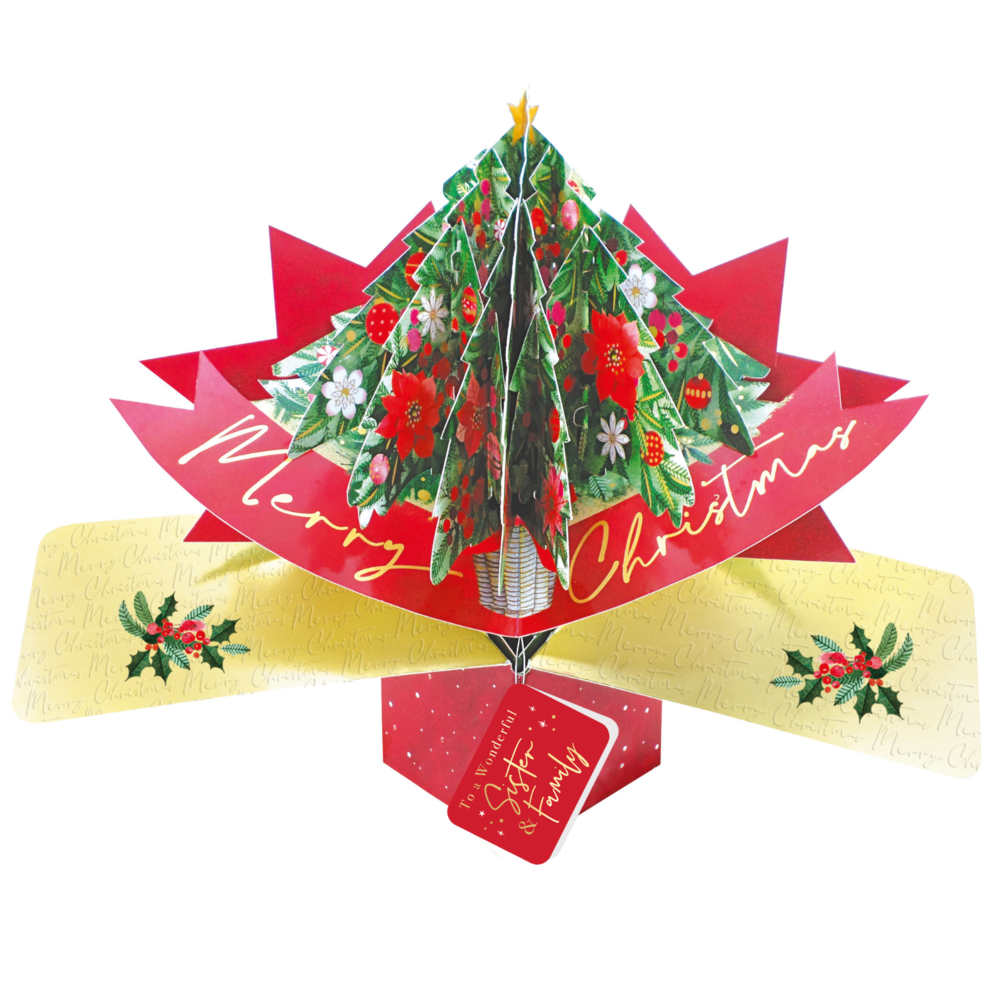 Sister & Family Christmas Card 3D Xmas Tree Pop Up Christmas Card | Cards