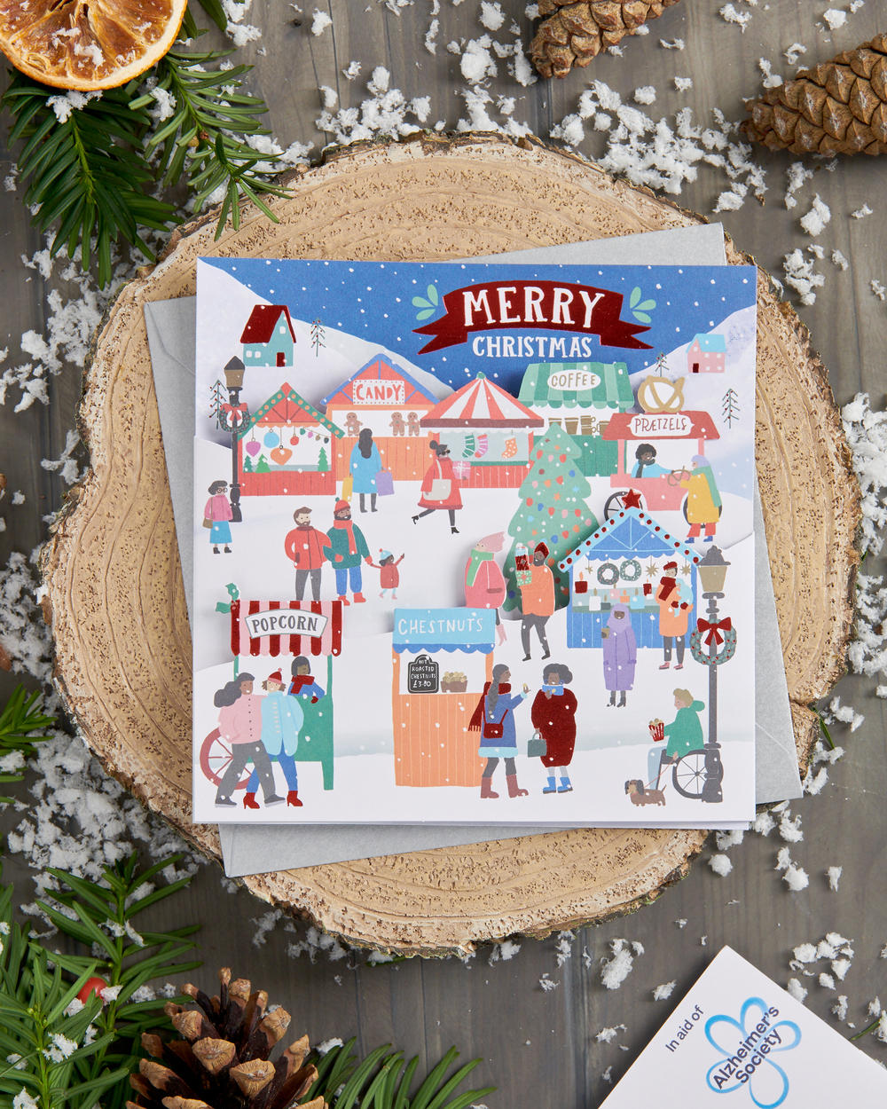 Box of 8 Xmas Market Alzheimer's Society Charity Christmas Cards Cards