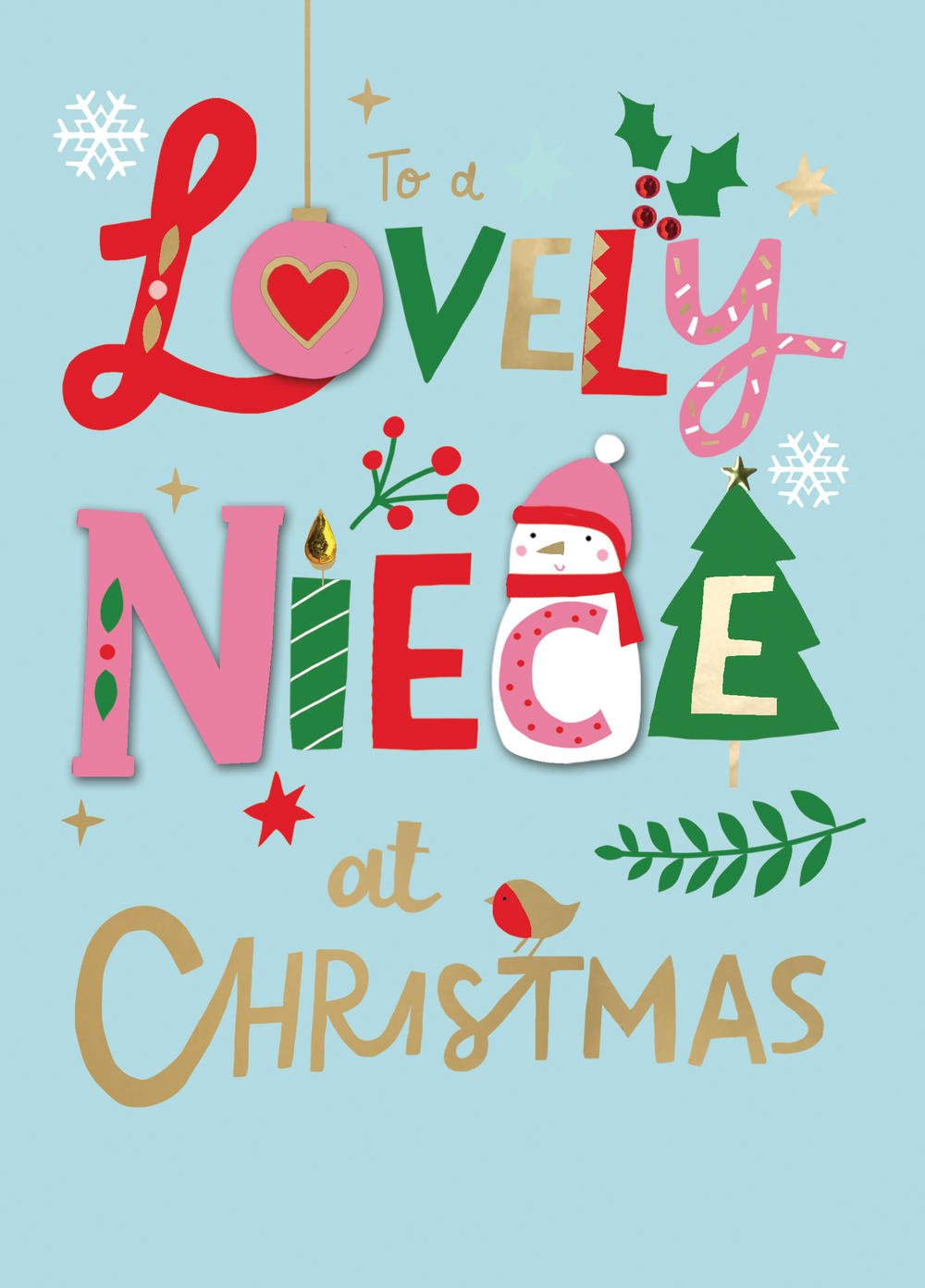 A Lovely Niece At Christmas Fun Hand-Finished Christmas Card | Cards