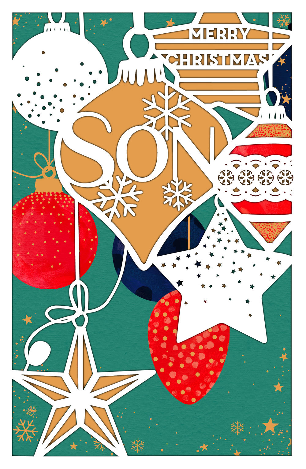 Merry Christmas Son Special 3D Cut Out Christmas Card Cards