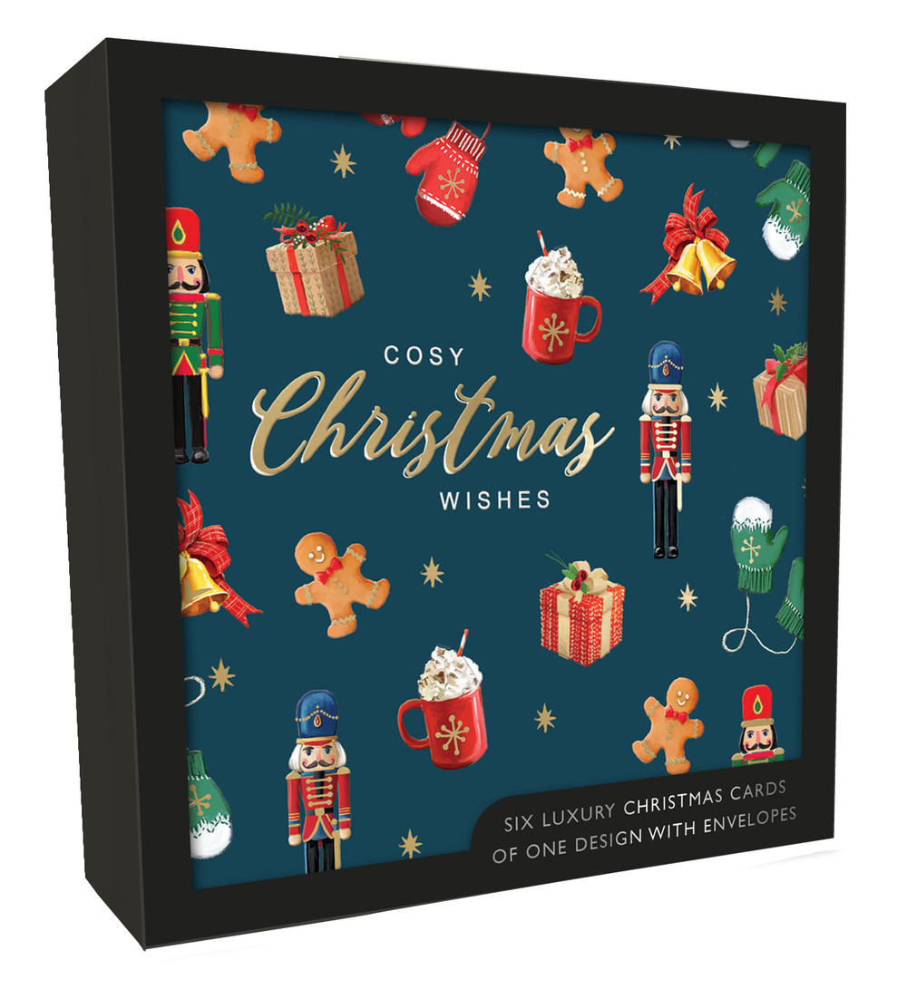Box of 6 Cosy Christmas Wishes Luxury HandFinished Christmas Cards Cards