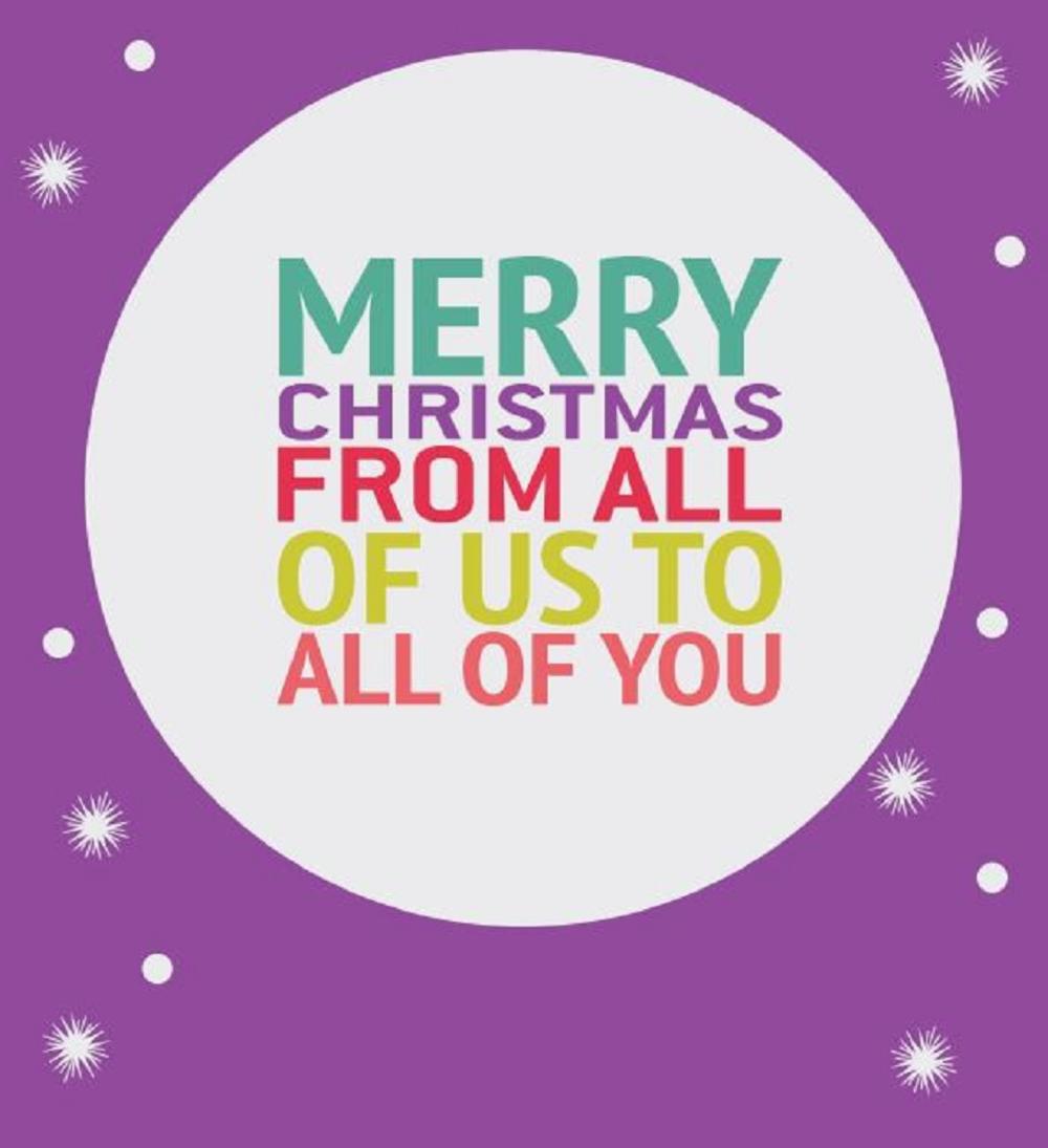 Merry christmas from all of us to all of you foiled christmas card cards