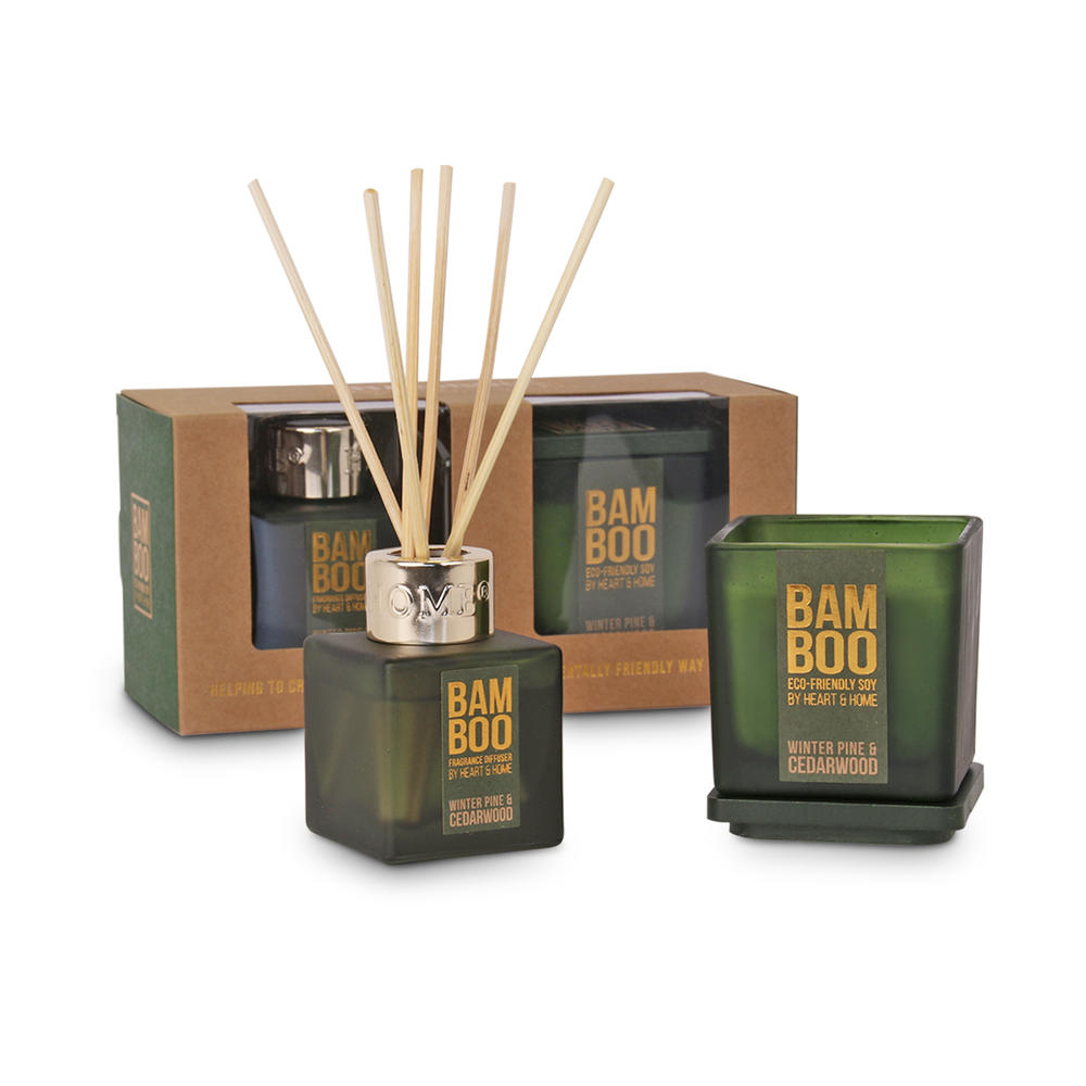 Heart & Home Bamboo Winter Pine & Cedarwood Reed Diffuser 80ml & Soy