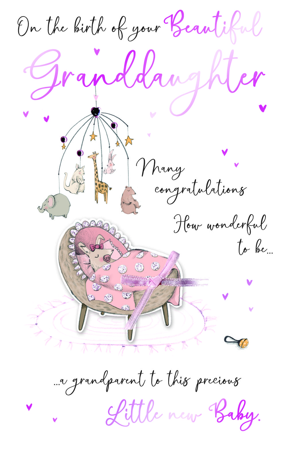 New Baby Granddaughter Embellished Baby Girl Greeting Card | Cards