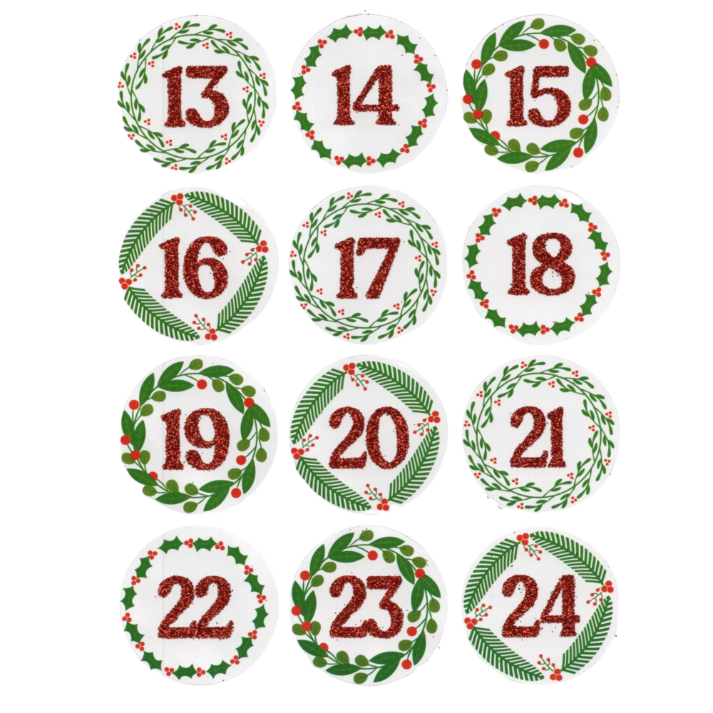 Advent Stickers 1-24 Festive Numbers Christmas Advent Calendar Crafts 