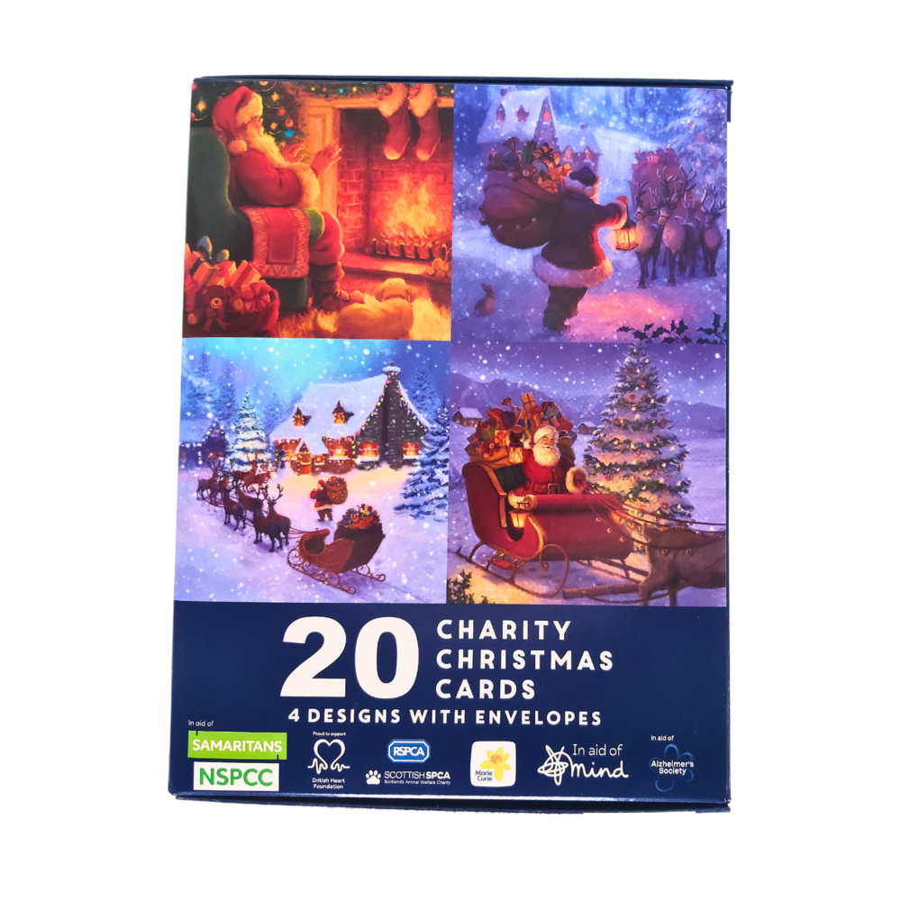 Box of 20 Assorted Festive Santa Multiple Charity Christmas Cards Cards