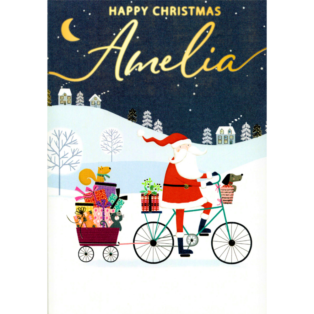 Personalised Amelia Singing Musical Christmas Card Cards