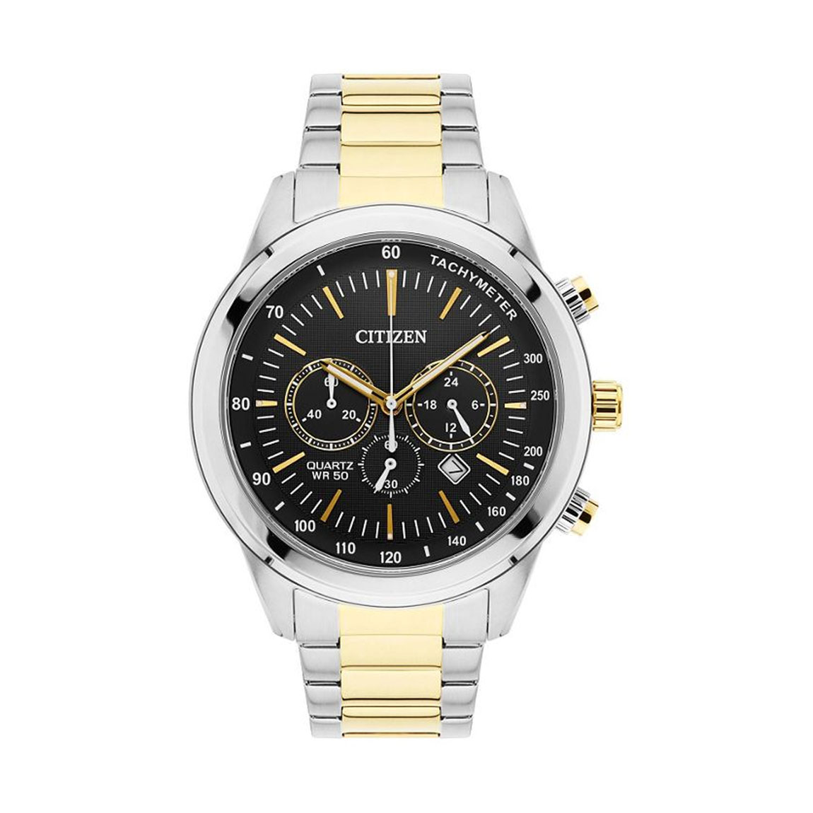 citizen chronograph men's two tone bracelet watch