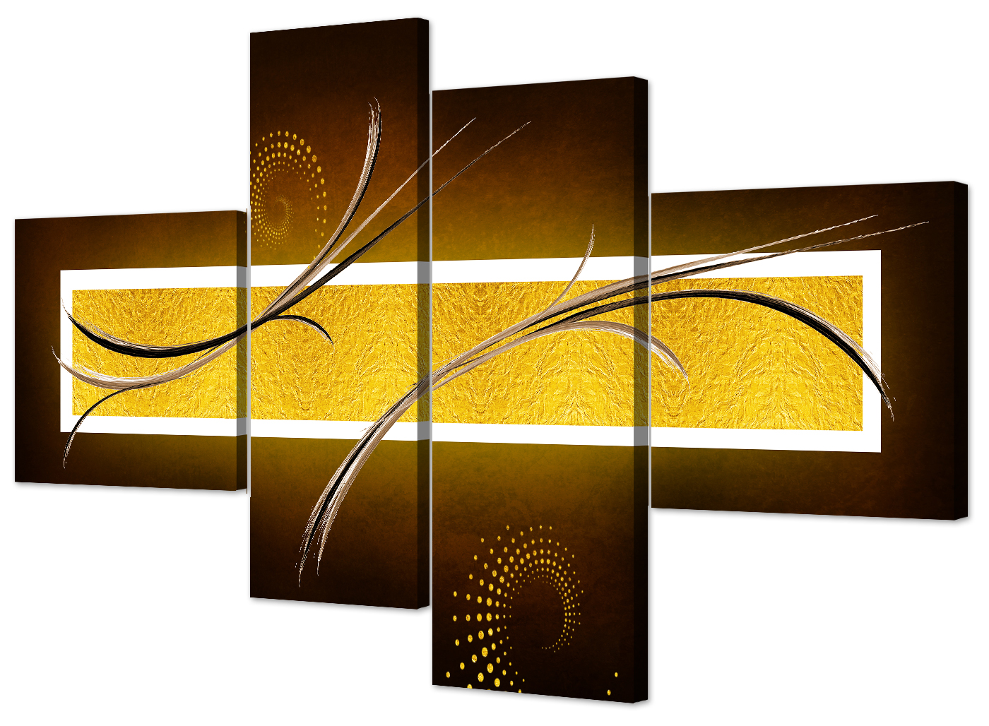 Large Brown and Gold Abstract Art Canvas Pictures - Set of 4 Prints RRP ...