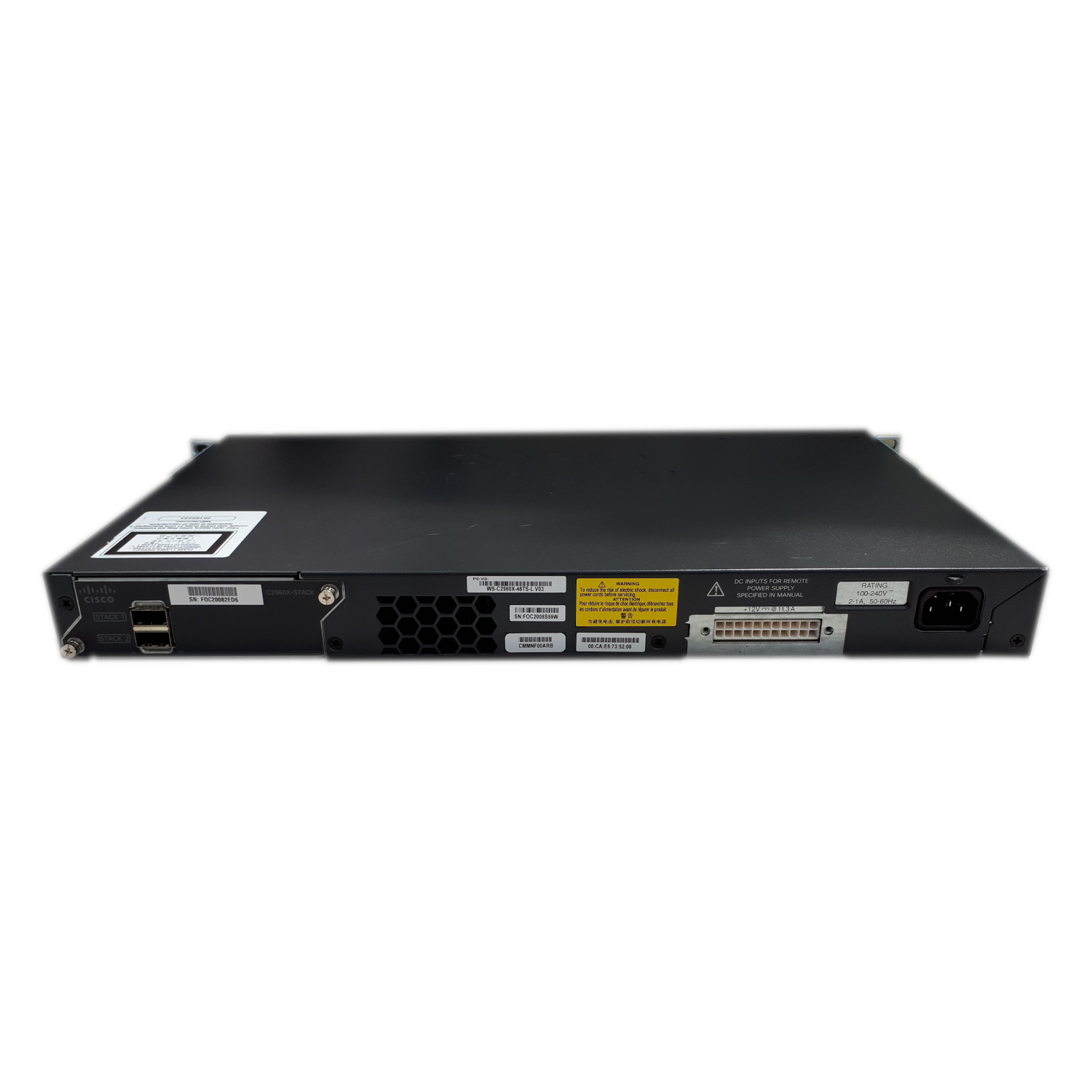 Cisco WS-C2960X-48TS-L 48 Port 1U Managed Switch With C2960X-STACK ...