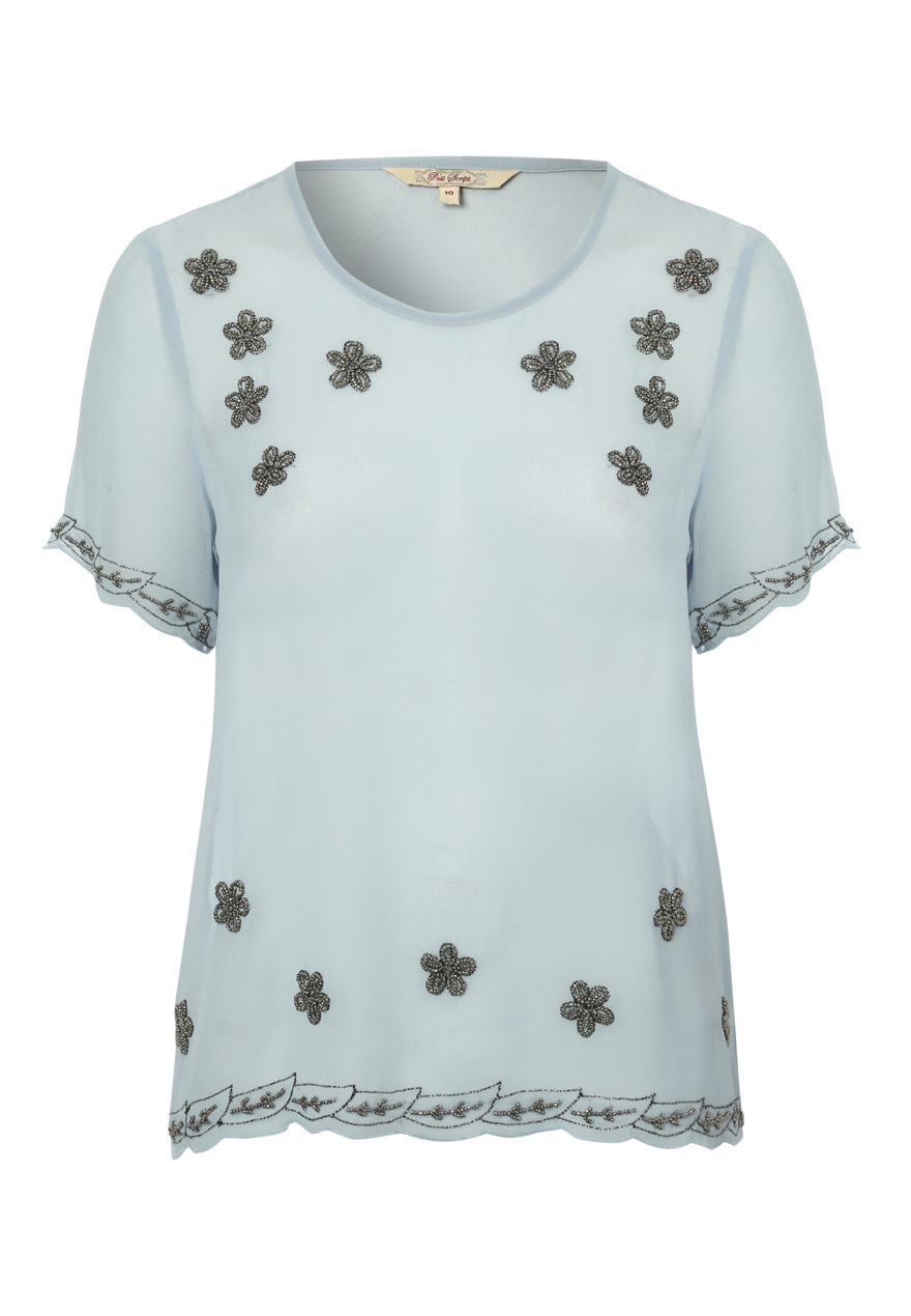 Peacocks Womens Ladies Post Script Flower Embroidered Short Sleeve ...