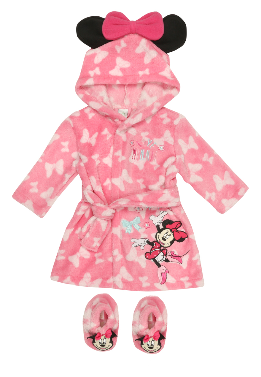 Peacocks Baby Girls Disney Minnie Mouse Dressing Gown & Booties Set ...