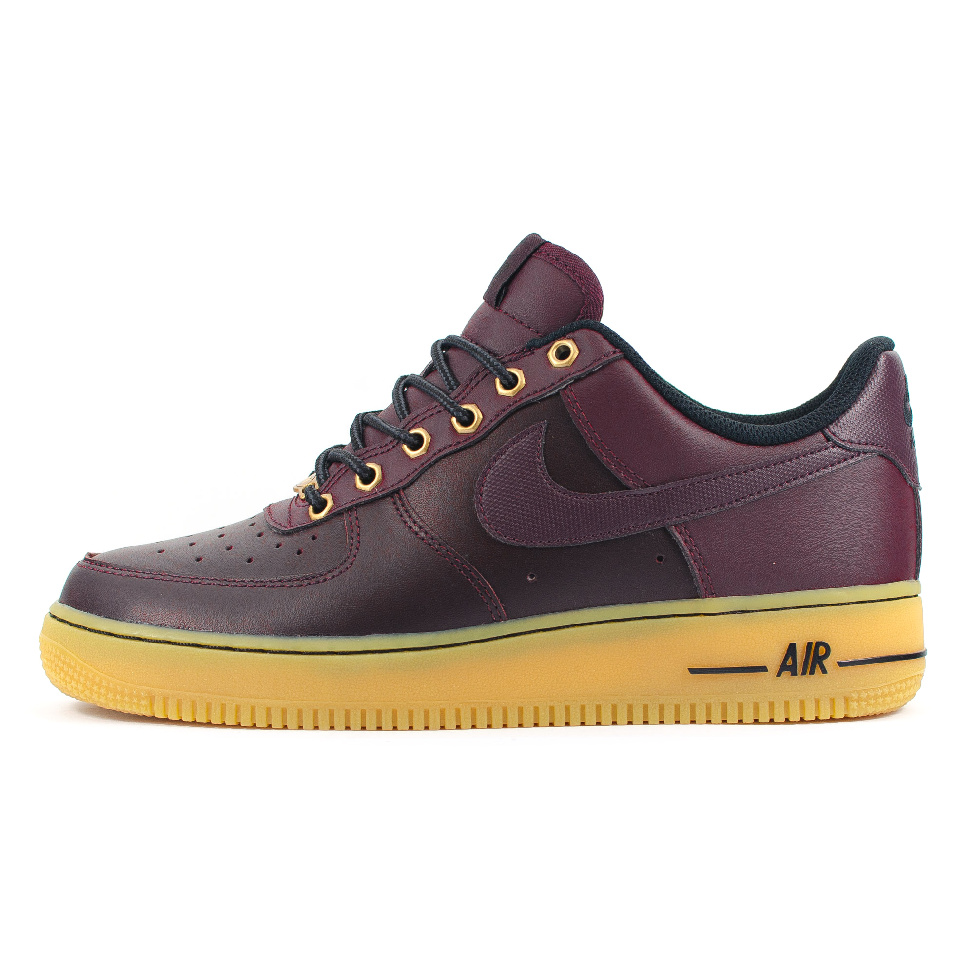 Mens Nike Air Force 1 Leather Classic Burgundy/Gum Sole Trainers ...