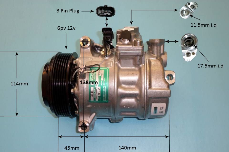 Aircon Compressor Genuine OE SANDEN – AutoAir 14-9666