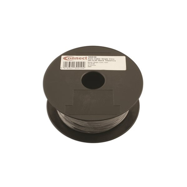 CONNECT 1 Core Cable – 2mmÂ² x 28/0.3mm – Black – 50m [30010]