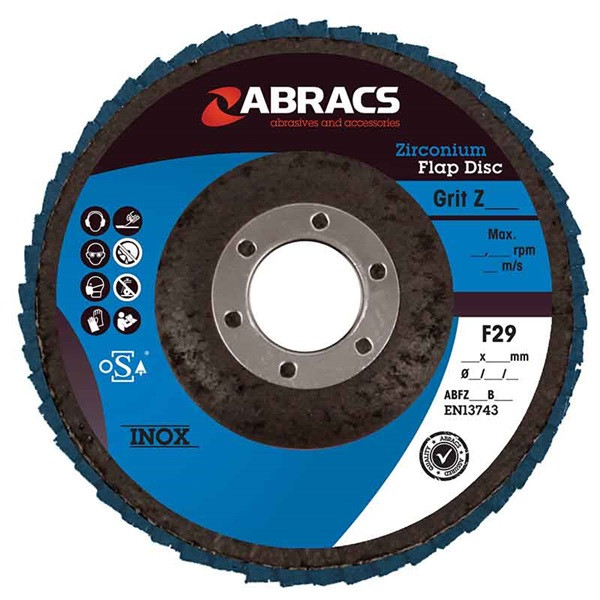 ABRACS Zirconium Flap Discs – P40 – 115mm – Pack Of 5 [32082]