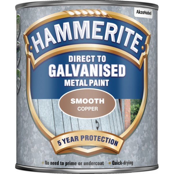 HAMMERITE Direct To Galvanised Metal Paint Copper 750ml [5097052