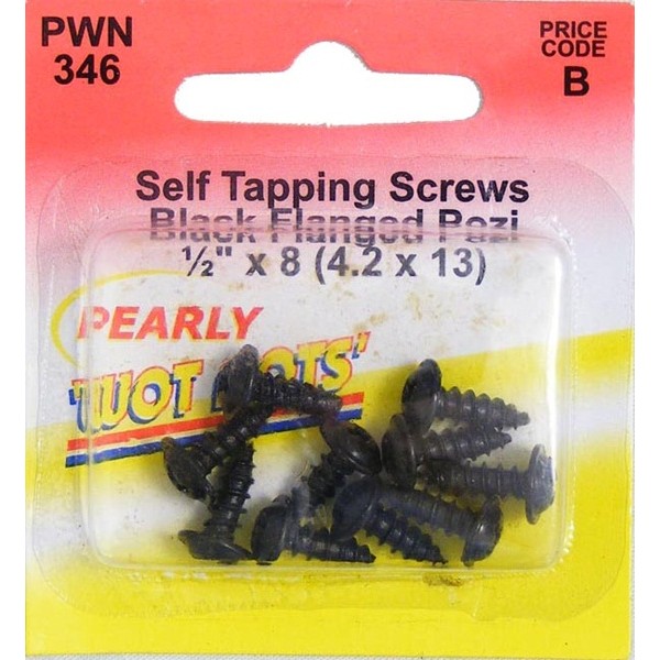 WOT-NOTS Screw Self Tap Flanged – 1/2in. x 8 Black – Pack of 10 [PWN346]