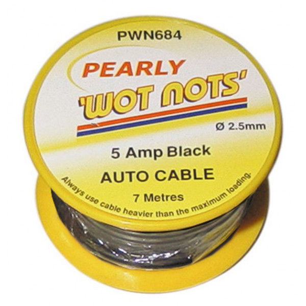 WOT-NOTS 1 Core Cable – Black – 7m – 5A [PWN684]