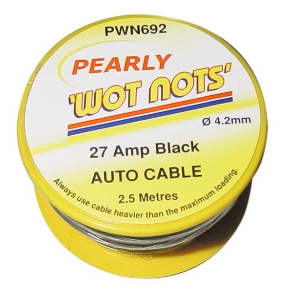 WOT-NOTS 1 Core Cable – Black – 2.5m – 27A [PWN692]