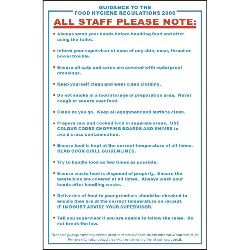 vogue food safety act 1995 guidance sign 5050984045950 ebay the food hygiene regulations 2006