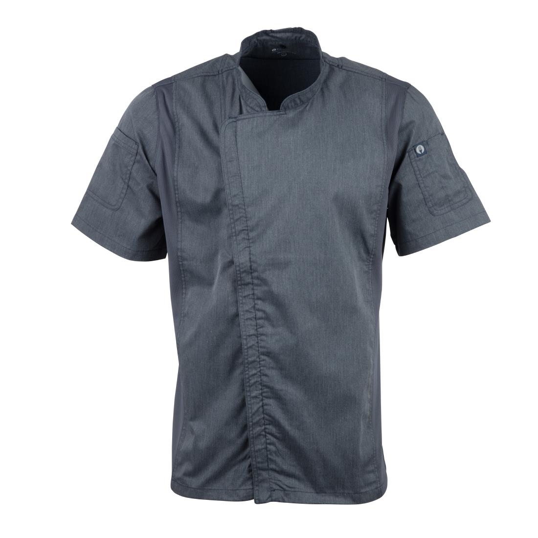 Chef Works Unisex Springfield Lightweight Short Sleeve Zipper Coat Ink Blue Size M – [BB267-M]