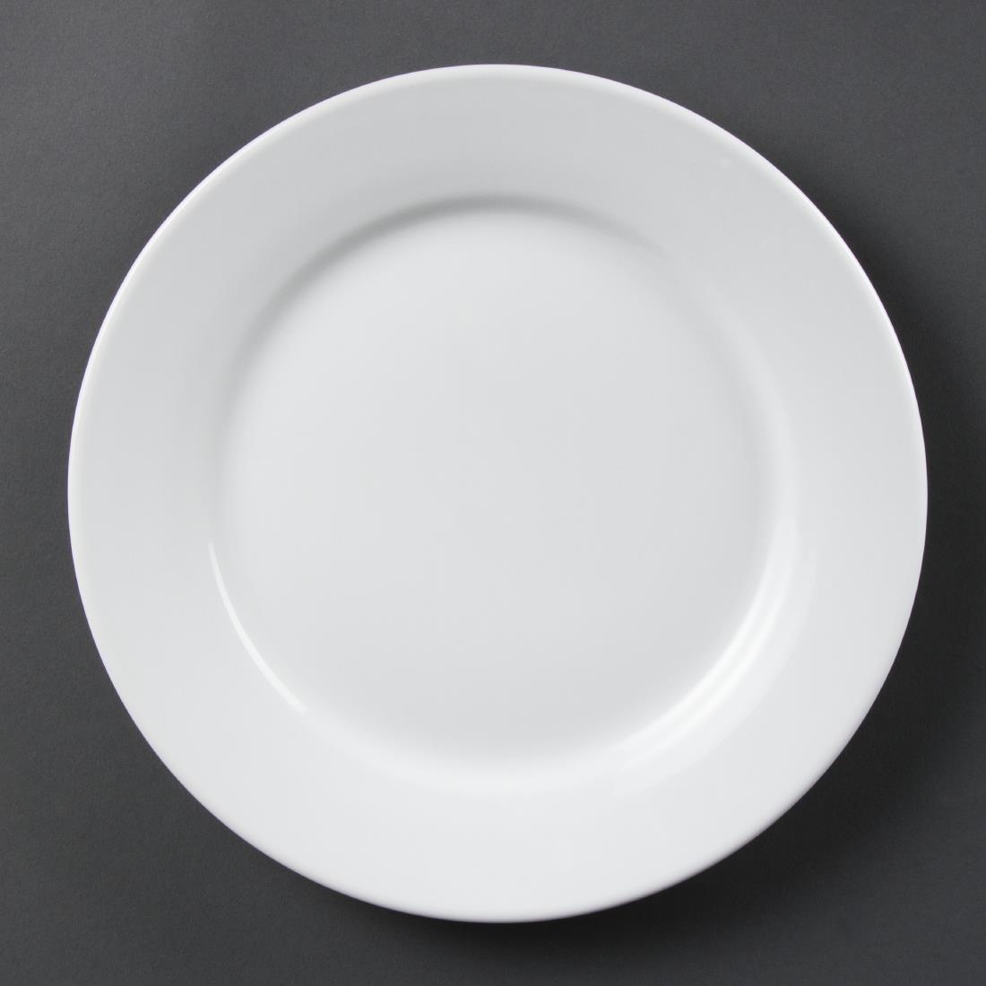 Olympia Whiteware Wide Rimmed Plates 250mm (Pack of 12) – [CB481]