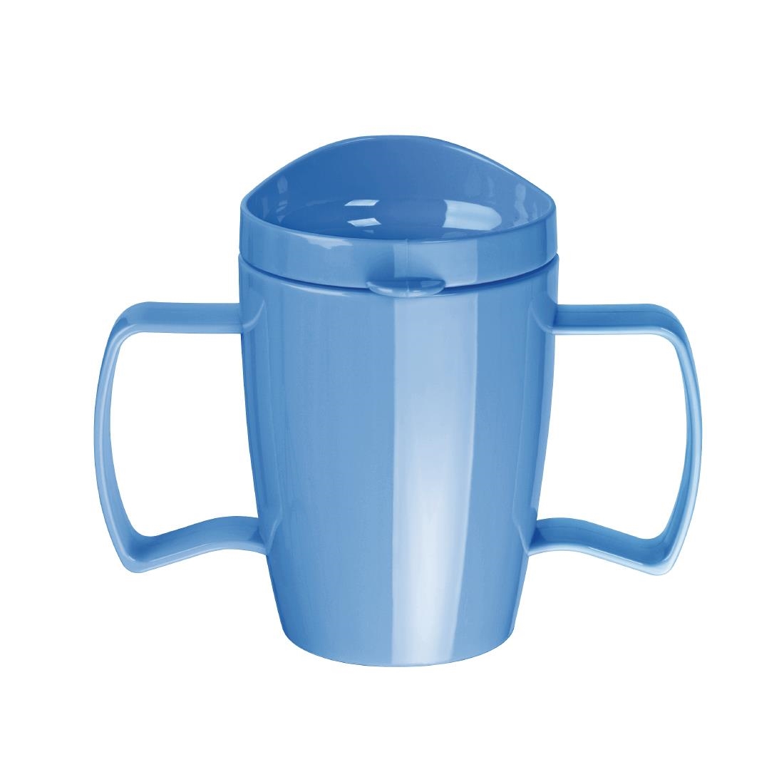 Kristallon Heritage Double-Handled Mugs with Lid Blue 300ml (Pack of 4) – [DW703]