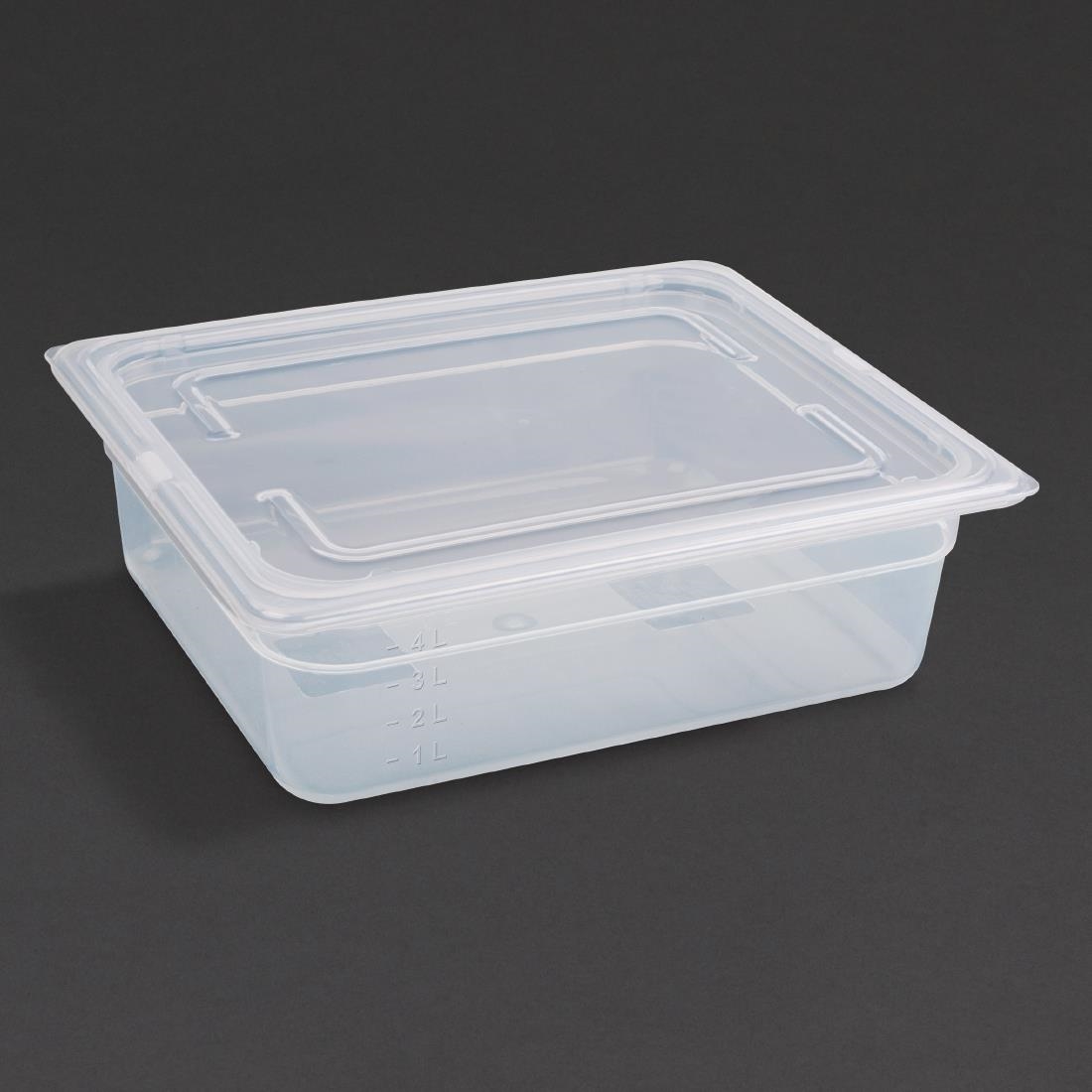 Vogue Polypropylene 1/2 Gastronorm Container with Lid 100mm (Pack of 4) – [GJ515]