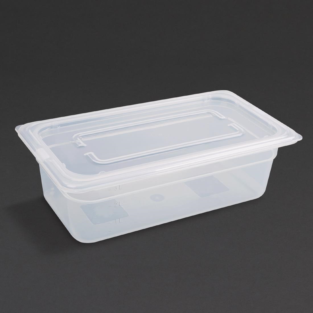 Vogue Polypropylene 1/3 Gastronorm Container with Lid 100mm (Pack of 4) – [GJ519]