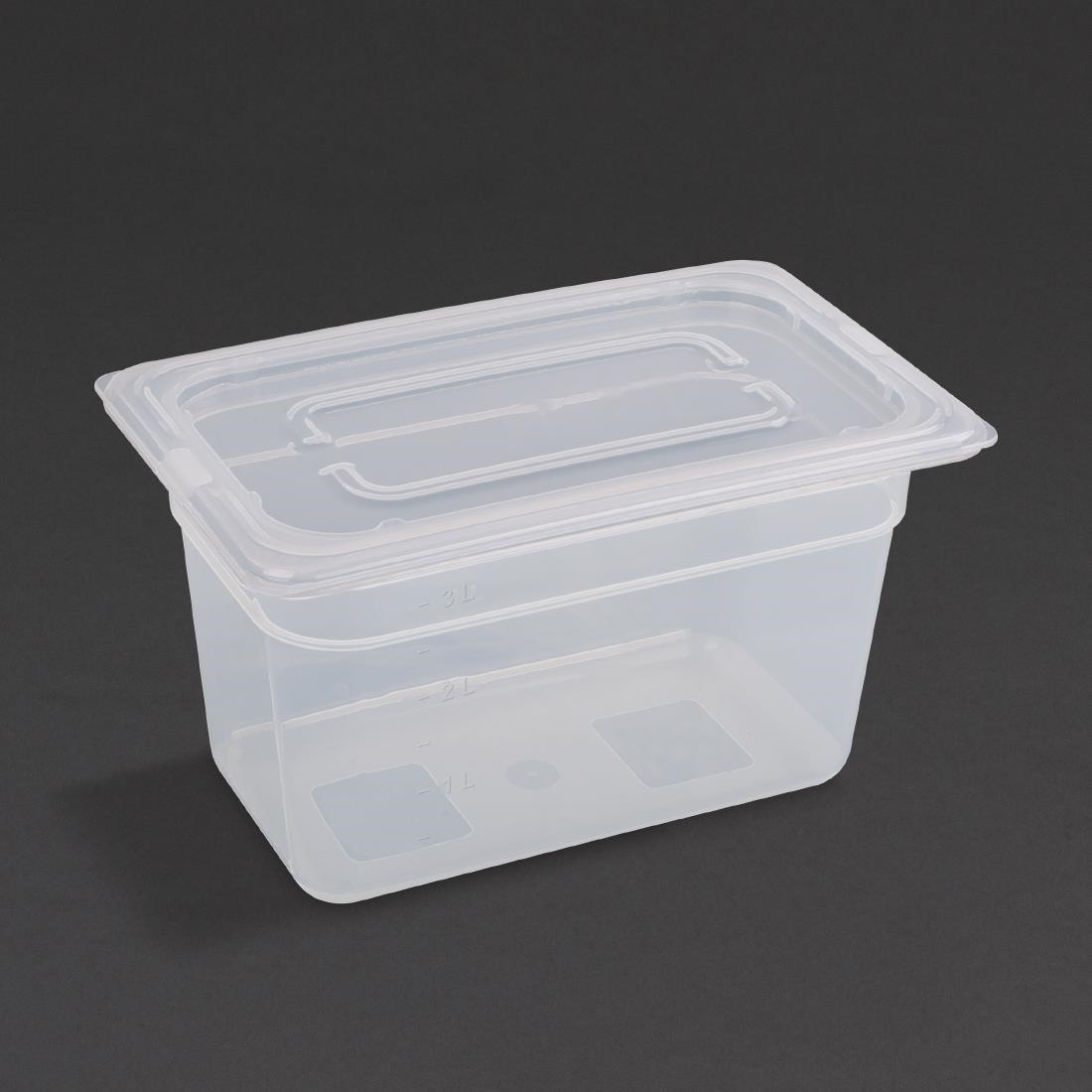 Vogue Polypropylene 1/4 Gastronorm Container with Lid 150mm (Pack of 4) – [GJ524]