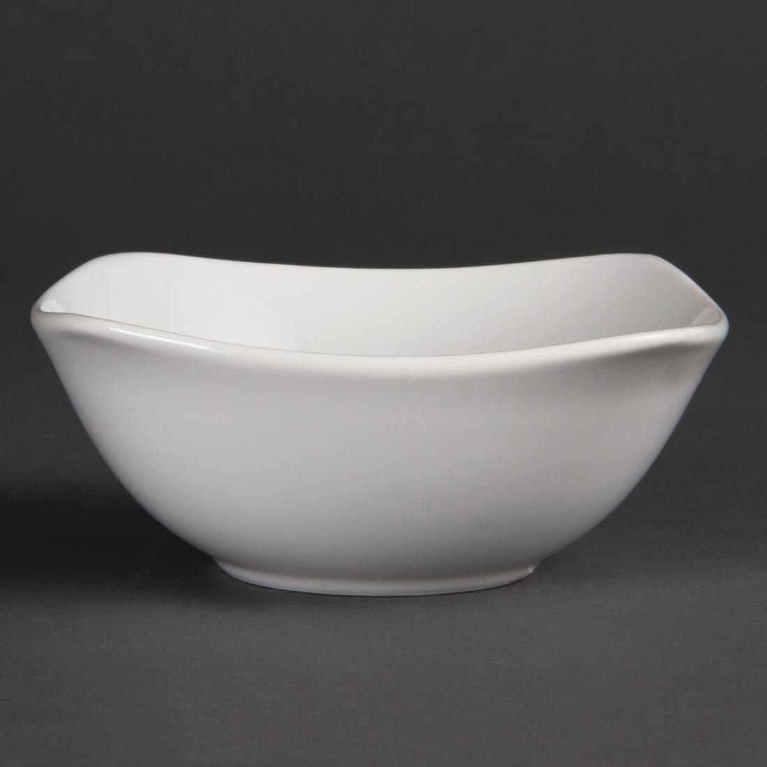 Olympia Whiteware Rounded Square Bowls 140mm (Pack of 12) – [U173]