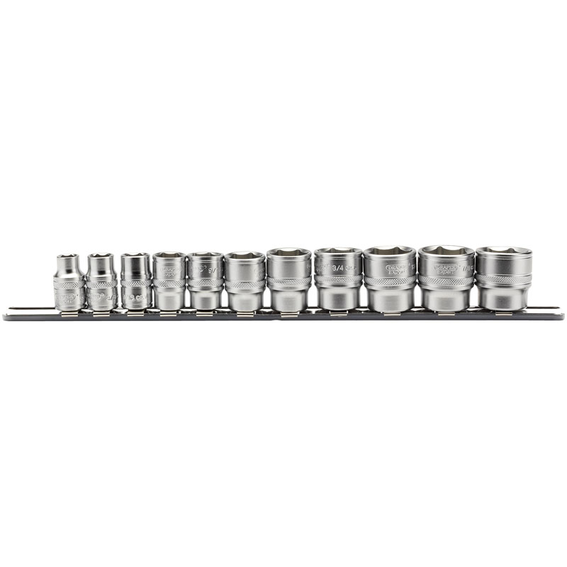 DRAPER 3/8″ Sq. Dr. Imperial Socket Set on Metal Rail (11 Piece) [16493]