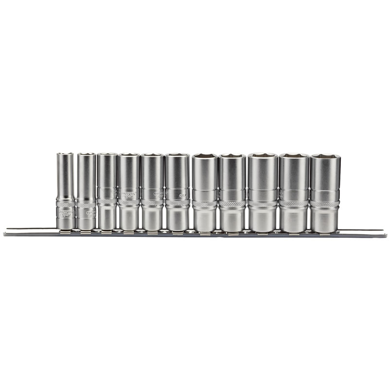 DRAPER 3/8″ Sq. Dr. Imperial Deep Socket Set on Metal Rail (11 Piece) [16495]