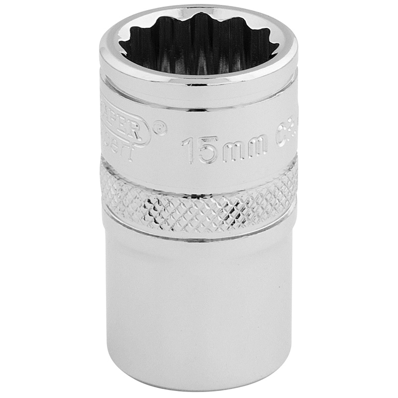 DRAPER 1/2″ Sq. Dr. Hi-Torq® 12 Point Socket (15mm) [33136]