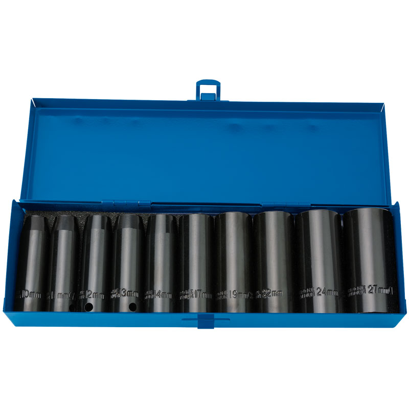 DRAPER 1/2″ Sq. Dr. Draper HI-TORQ® Metric Deep Impact Socket Set (10 Piece) [38369]