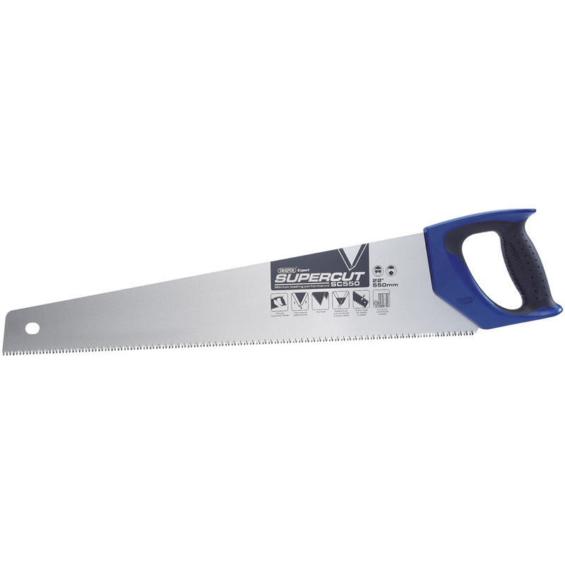 DRAPER Supercut® 550mm/22″ Soft Grip Hardpoint Handsaw – 7tpi/8ppi [49286]