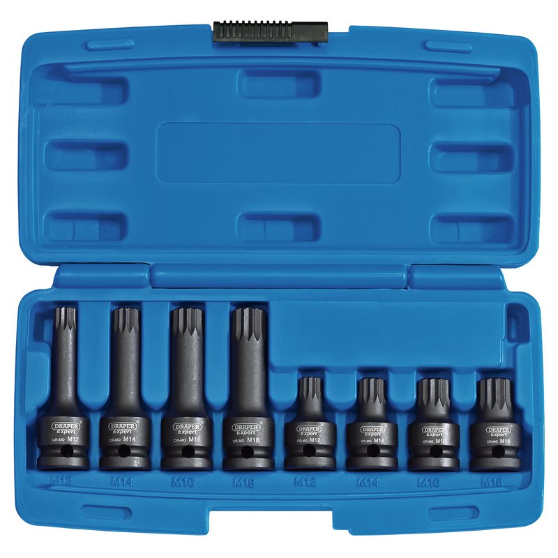 DRAPER 1/2″ Sq. Dr. Tamper Proof Impact Spline Set (8 Piece) [49460]