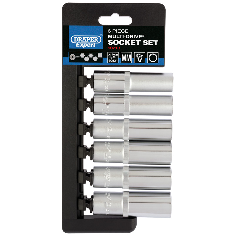 DRAPER 1/2″ Sq. Dr. Multi-Drive® Deep Socket Set (6 Piece) [50213]