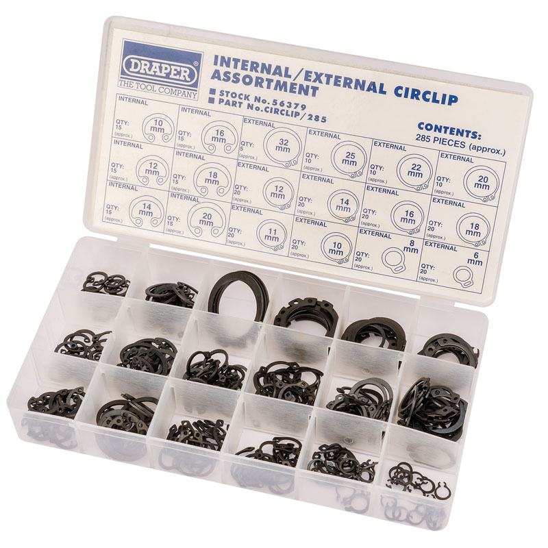 DRAPER Internal and External Circlip Assortment (285 Piece) [56379]