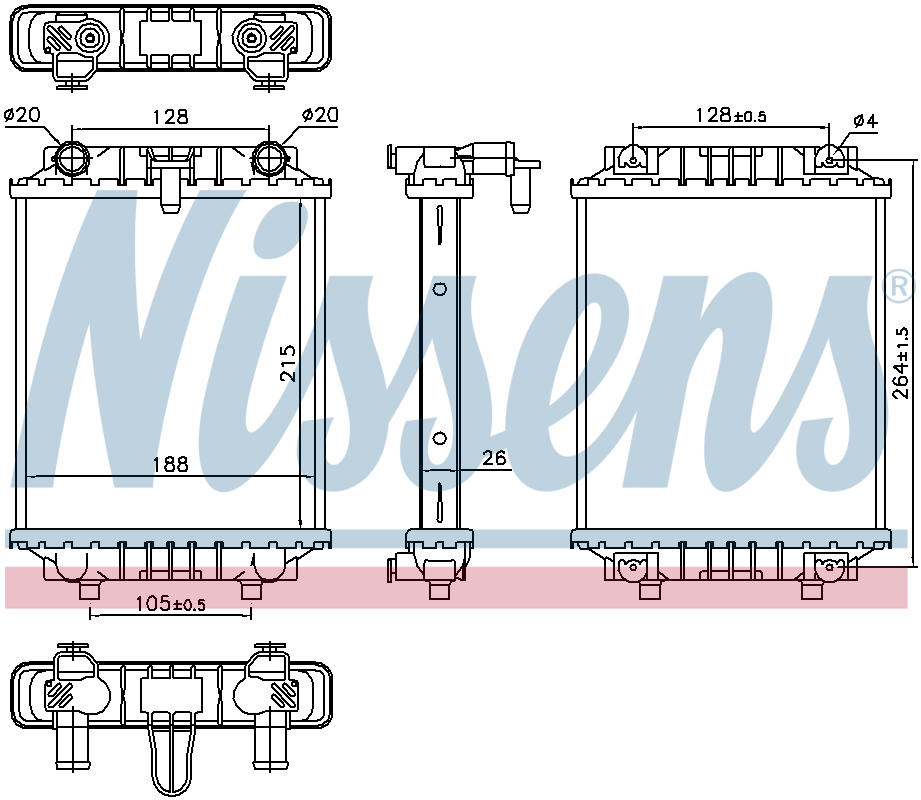 Nissens Auxiliary Coolant Radiator 60372
