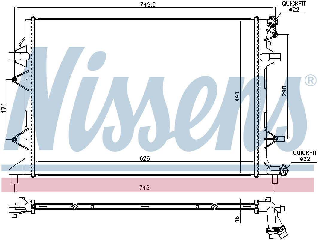 Nissens Radiator for Water Cooled Intercooler 65017